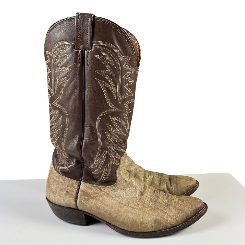 Vintage Nocona Cape Buffalo Cowboy Boots Men's 10.5 D USA Exotic Western